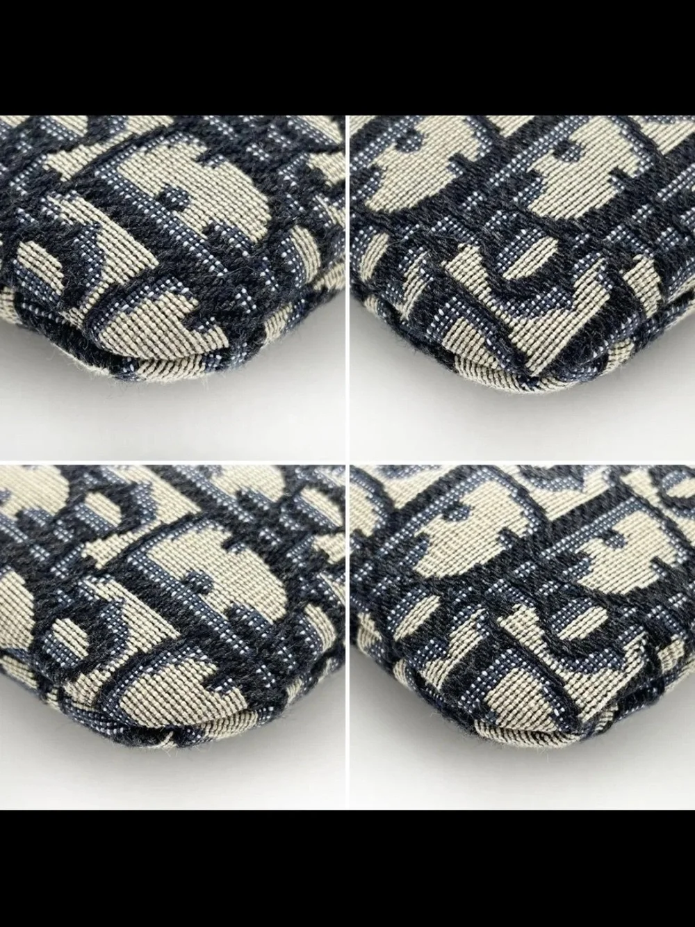 Dior Navy and Beige Monogram Zip Pouch
